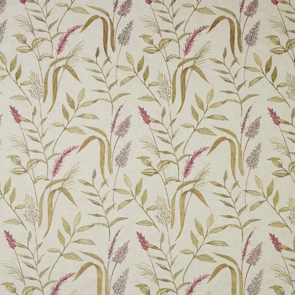Betony Fabric - Rosewood by yellow botanical embroideried fabric from iLiv