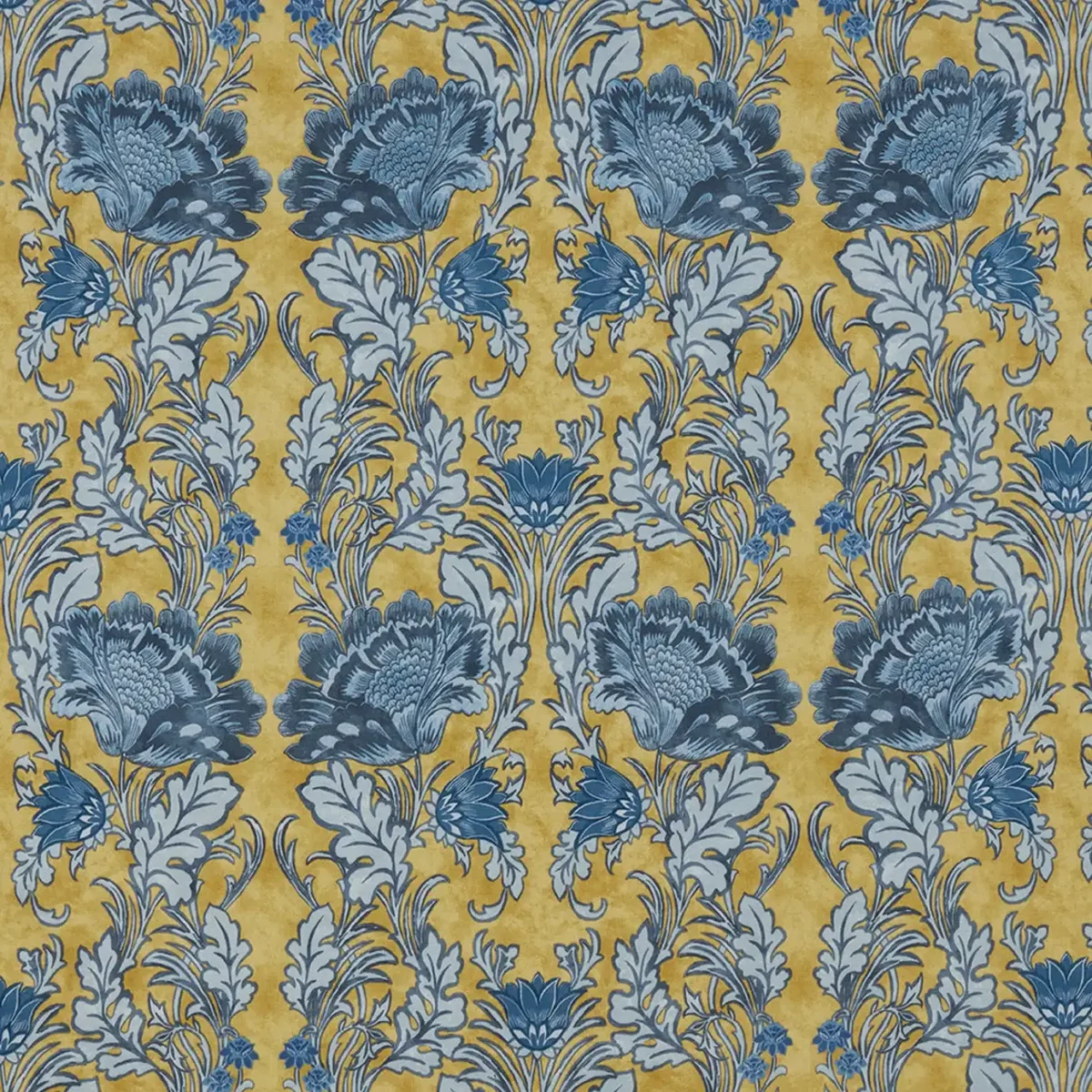 Acantha Fabric - Ochre by blue botanical cotton fabric from iLiv