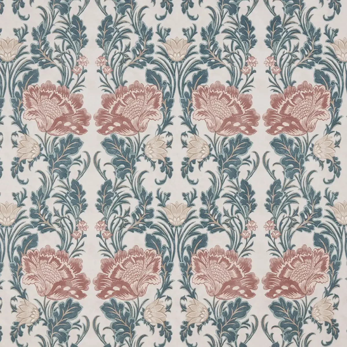 Acantha Fabric - Rosemist by pink botanical cotton fabric from iLiv
