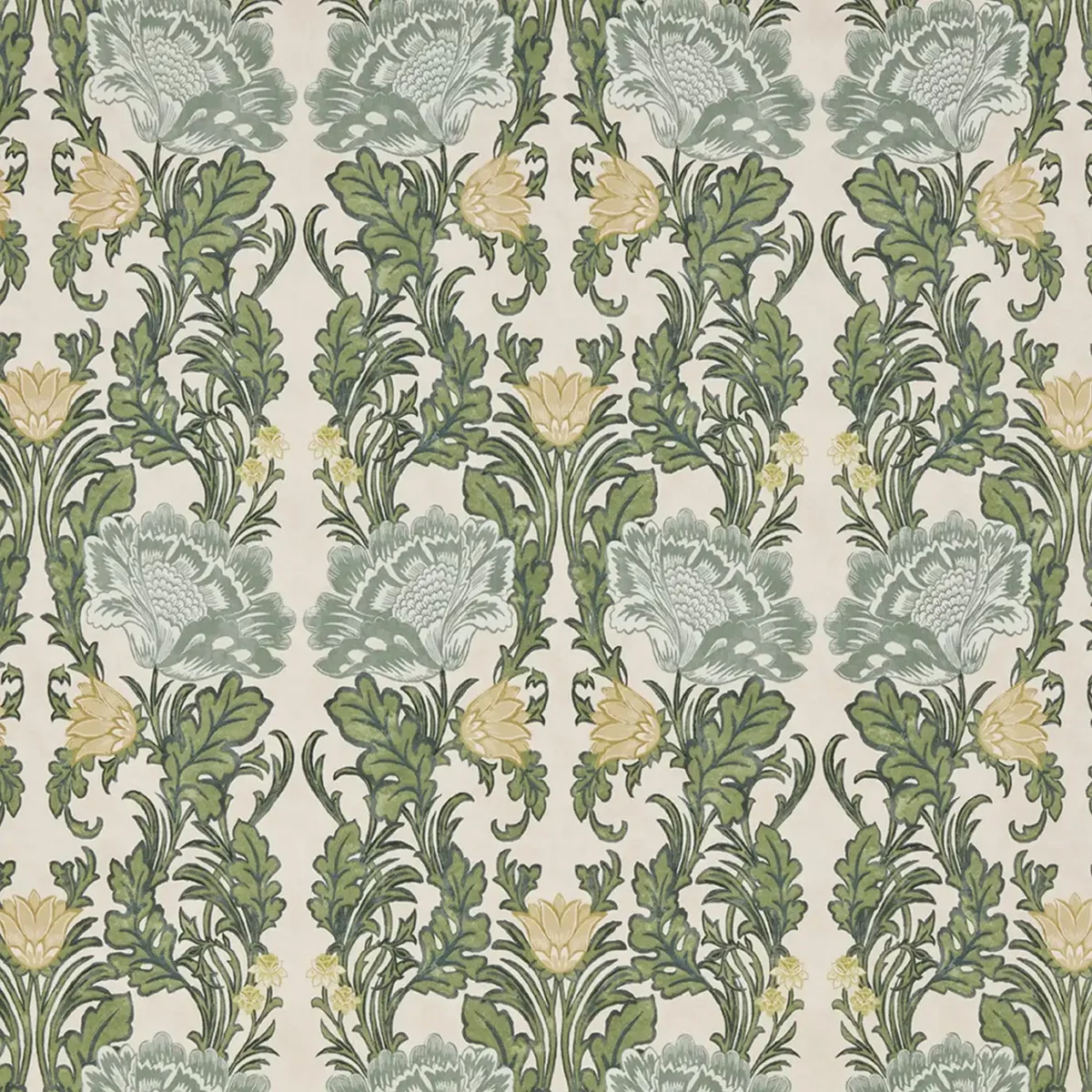 Acantha Fabric - Sage by green botanical cotton fabric from iLiv