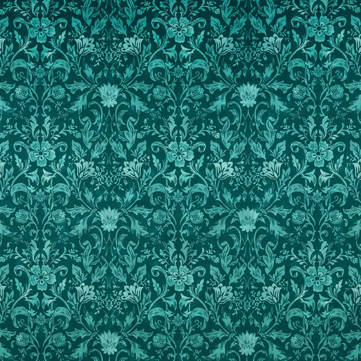 Baroque Fabric - Turquoise by blue botanical velvet-chenille fabric from iLiv