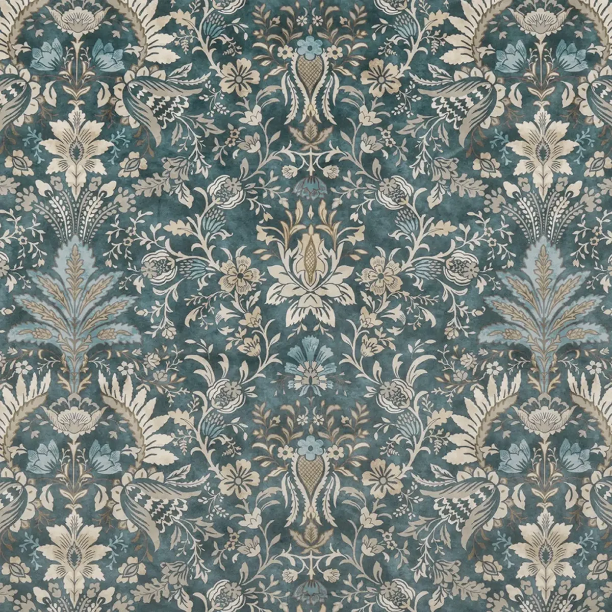Pavilion Fabric - Adriatic by blue botanical velvet-chenille fabric from iLiv