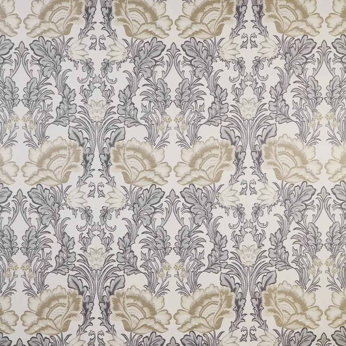 Pimpernel Fabric - Shadow by black-grey botanical woven fabric from iLiv