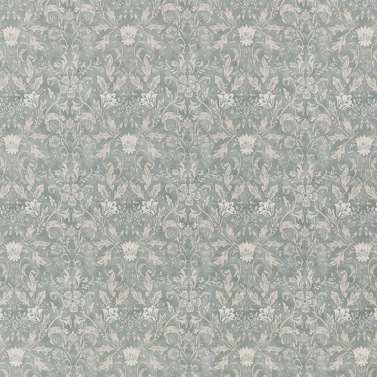 Rococo Fabric - Aqua by blue botanical cotton fabric from iLiv