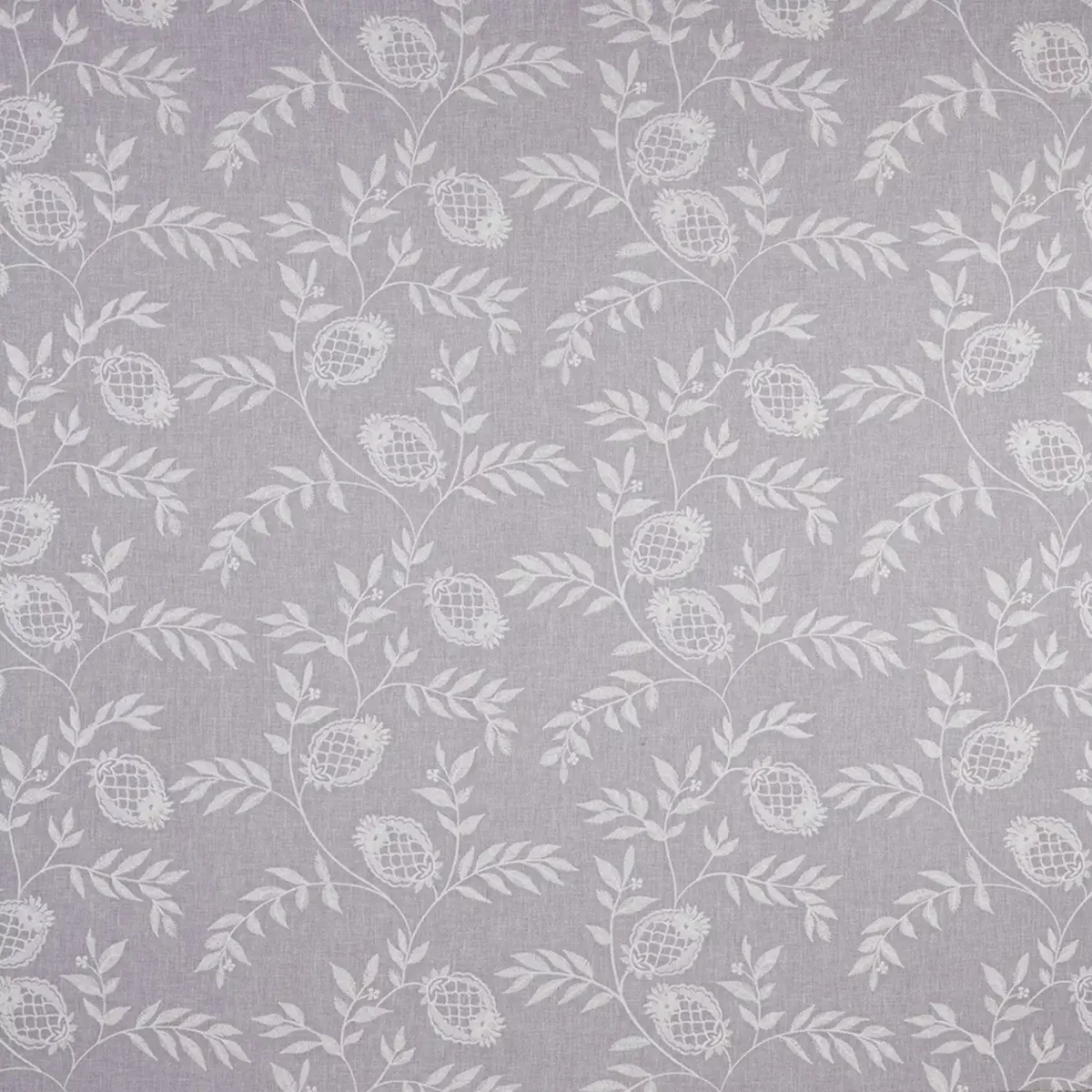 Vinery Fabric - Chrome by black-grey botanical embroideried fabric from iLiv