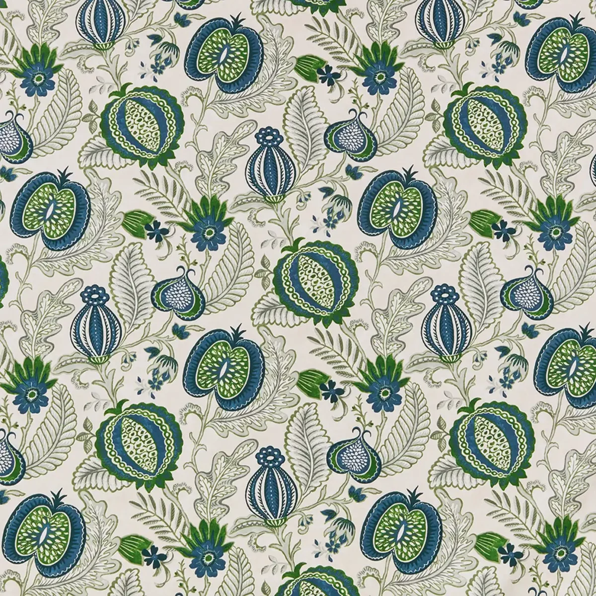 Winter Fruits Fabric - Navy by green botanical cotton fabric from iLiv