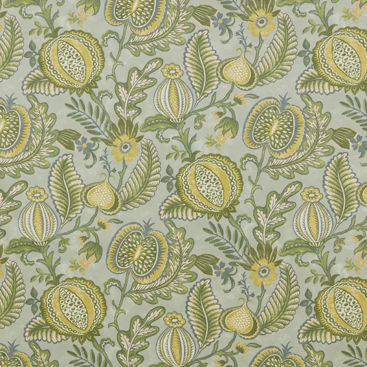 Winter Fruits Fabric - Sage by green botanical cotton fabric from iLiv