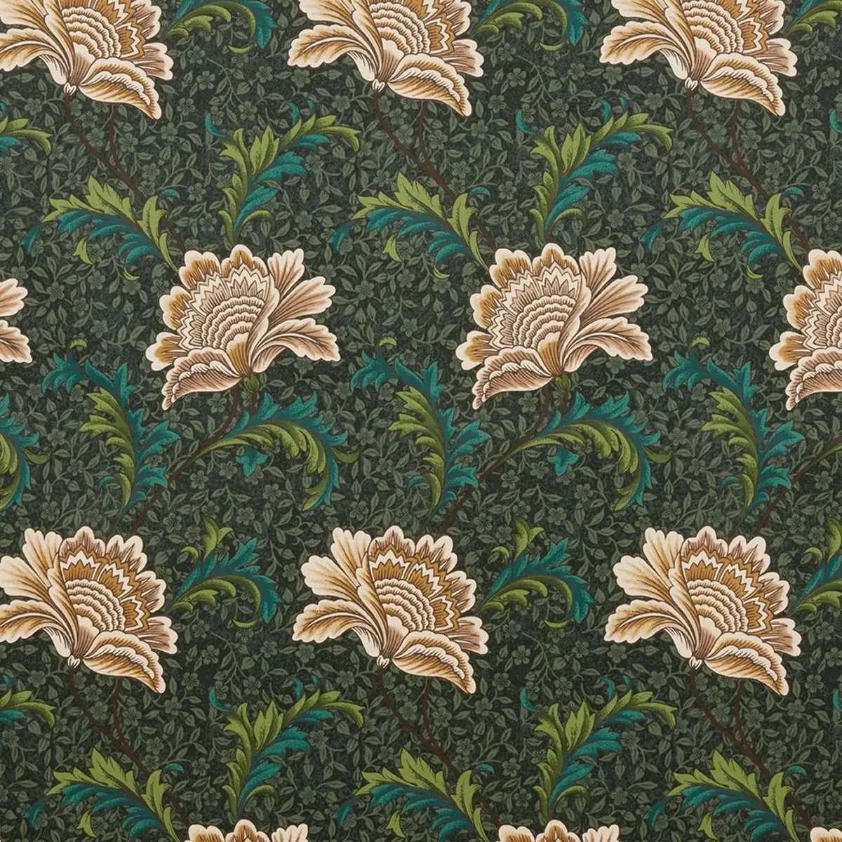 Winter Garden Fabric - Forest by green botanical cotton fabric from iLiv