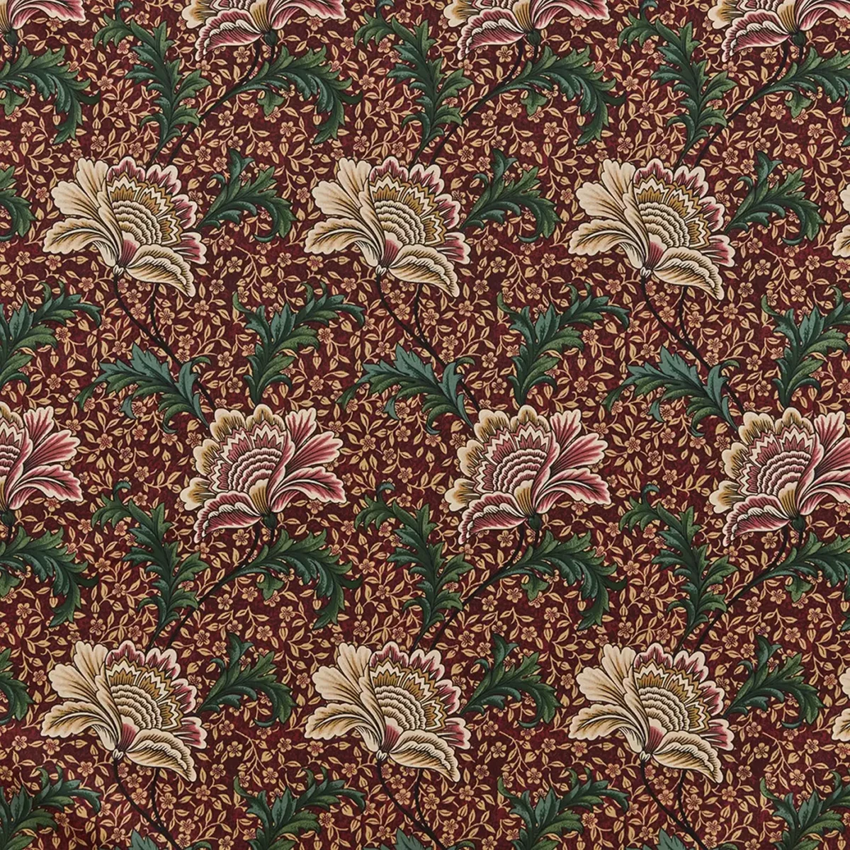 Winter Garden Fabric - Garnet by pink botanical cotton fabric from iLiv