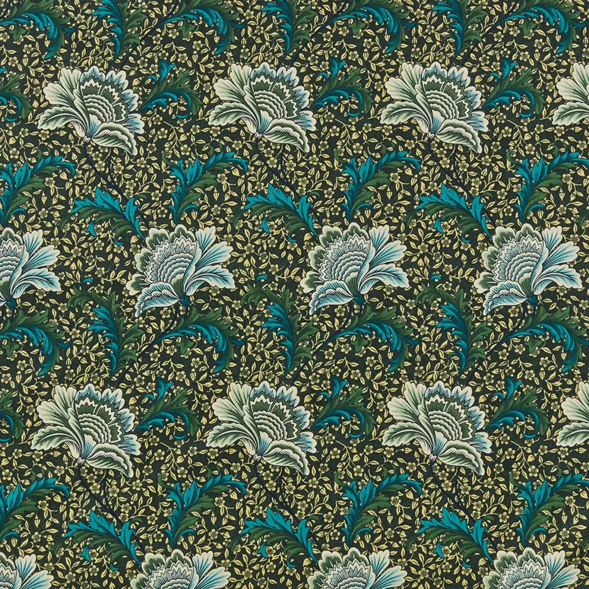 blue botanical cotton fabric from iLiv
