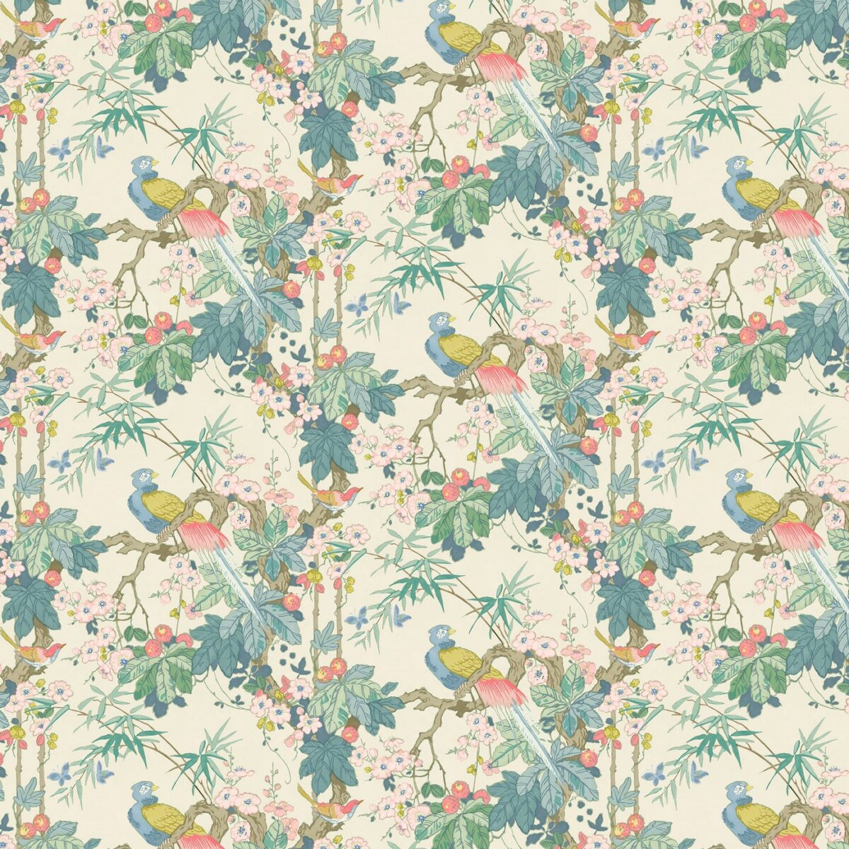 Miji Wallpaper - Blossom by green animal wallpaper from linwood fabrics