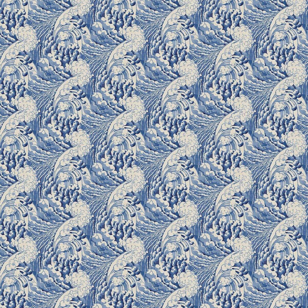 The Wave Wallpaper - Indigo by blue traditional wallpaper from linwood fabrics