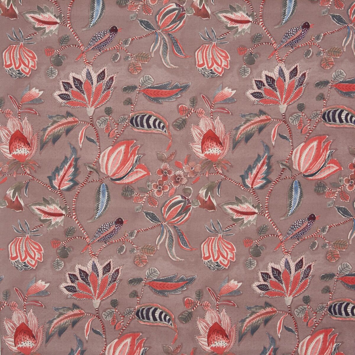 Azalea Fabric - Passion Fruit by pink botanical cotton fabric from Prestigious Textiles