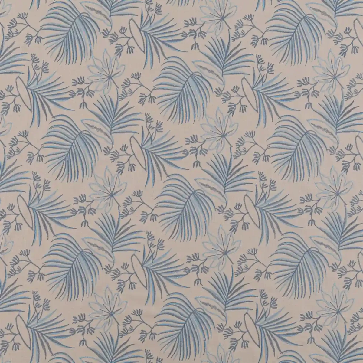 blue botanical cotton fabric from Beaumont Textiles