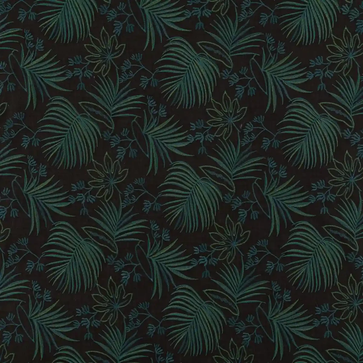 Bengkulu Fabric - Forest by blue botanical cotton fabric from Beaumont Textiles