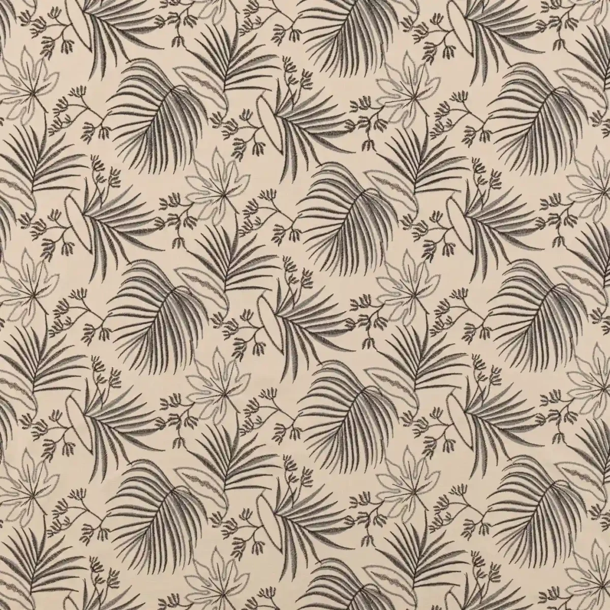black-grey botanical cotton fabric from Beaumont Textiles