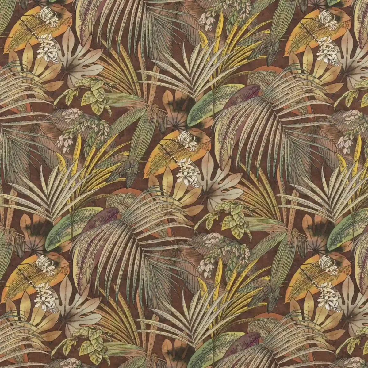 orange botanical printed fabric from Beaumont Textiles
