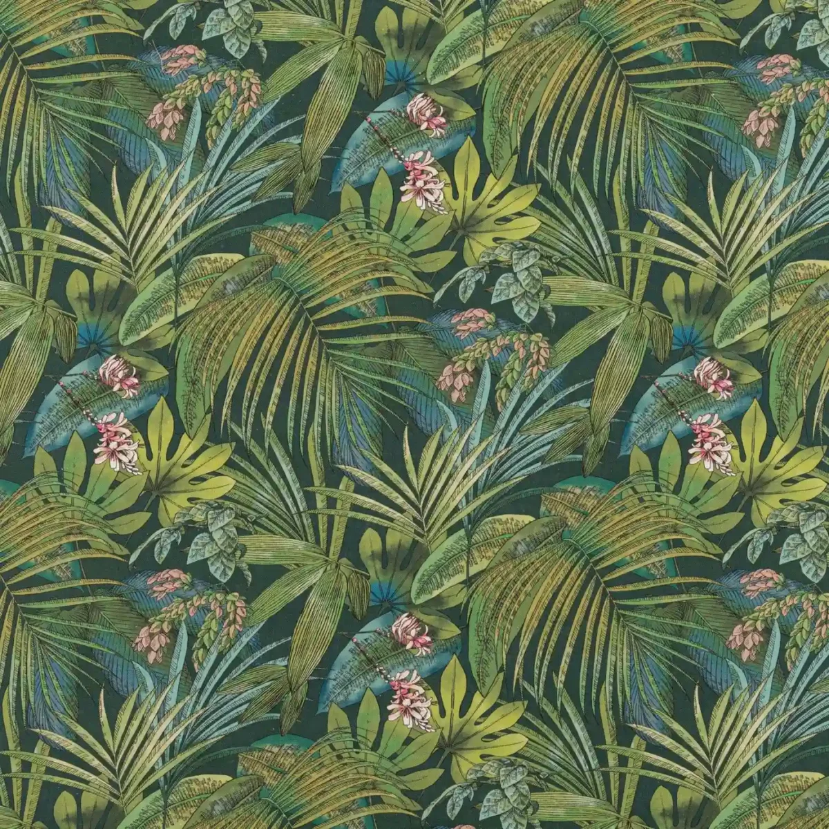 green botanical printed fabric from Beaumont Textiles
