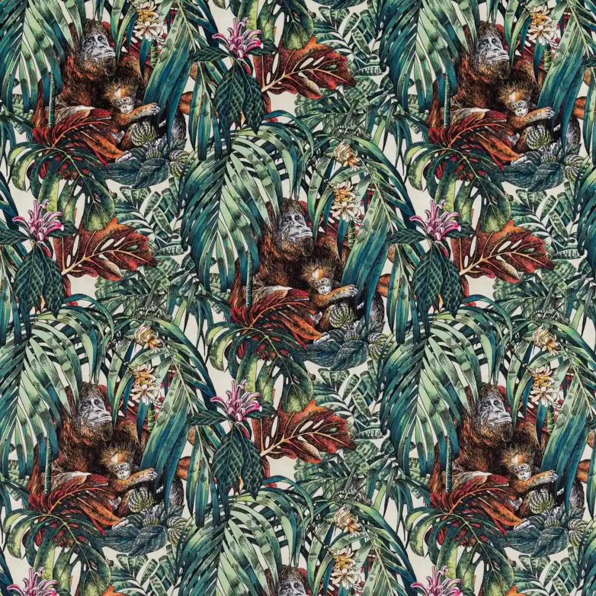 green animal printed fabric from Beaumont Textiles