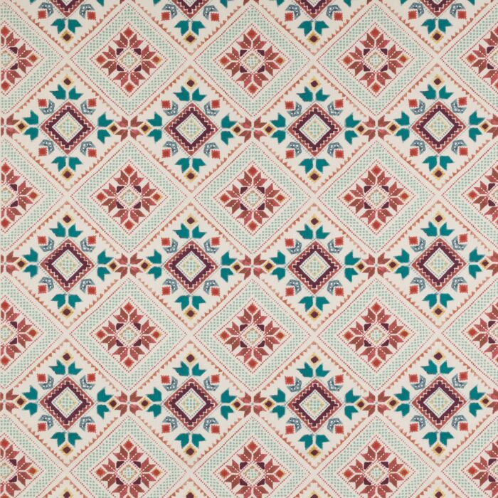 Minerva Fabric - Red / Teal swatch