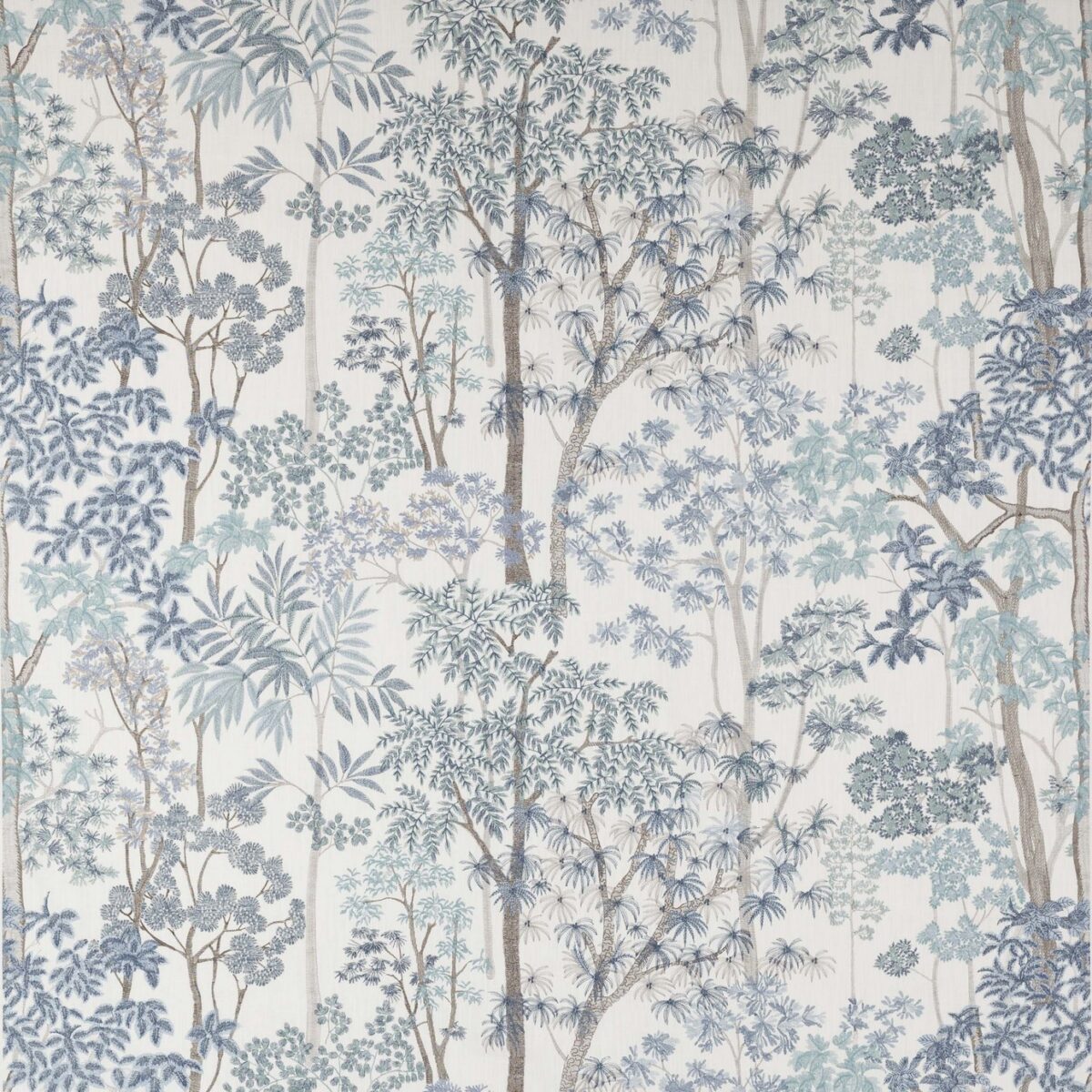 Kingswood Fabric - Blue by blue botanical cotton fabric from Jane Churchill