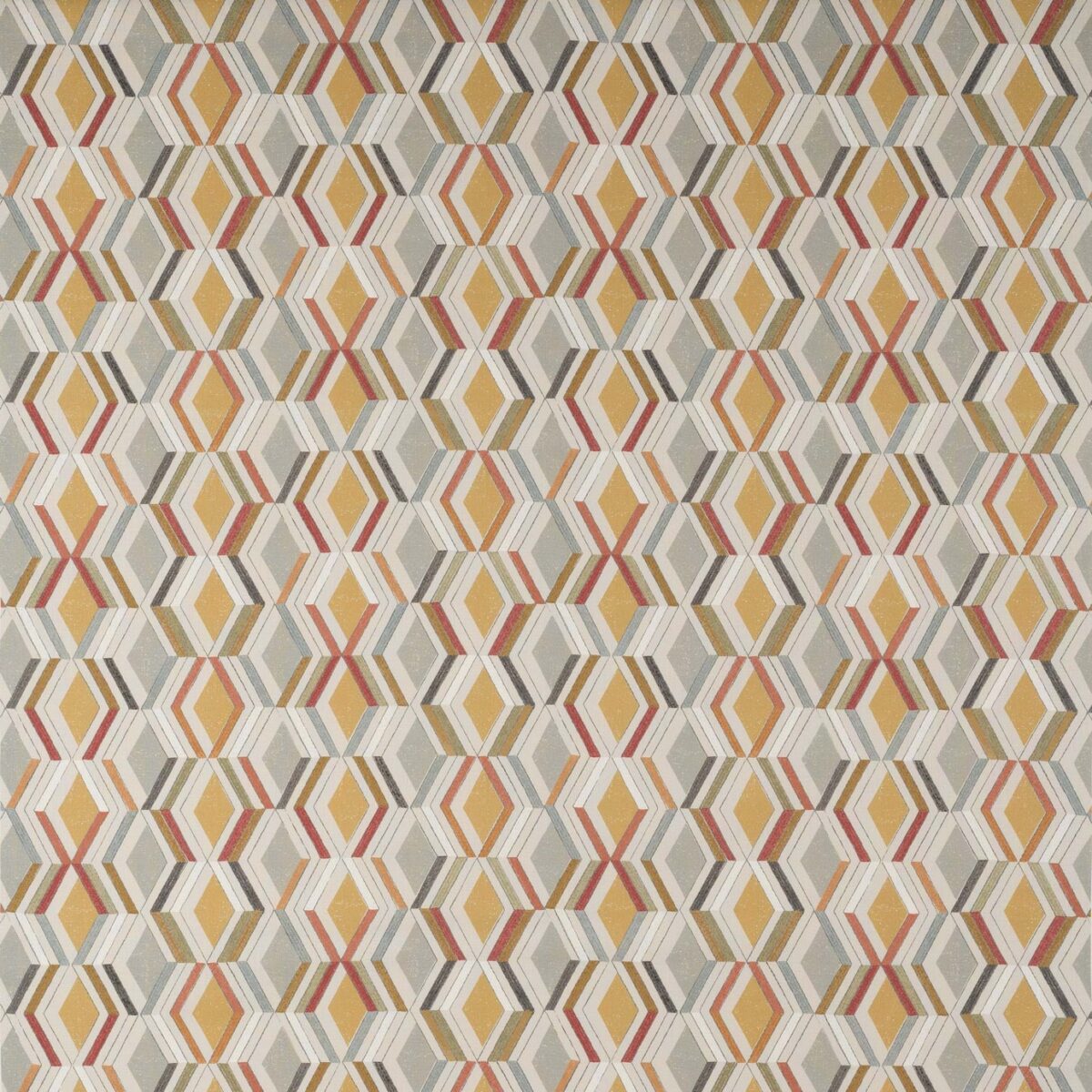 Luna Fabric - Ochre / Grey by multicolour geometric printed fabric from Jane Churchill