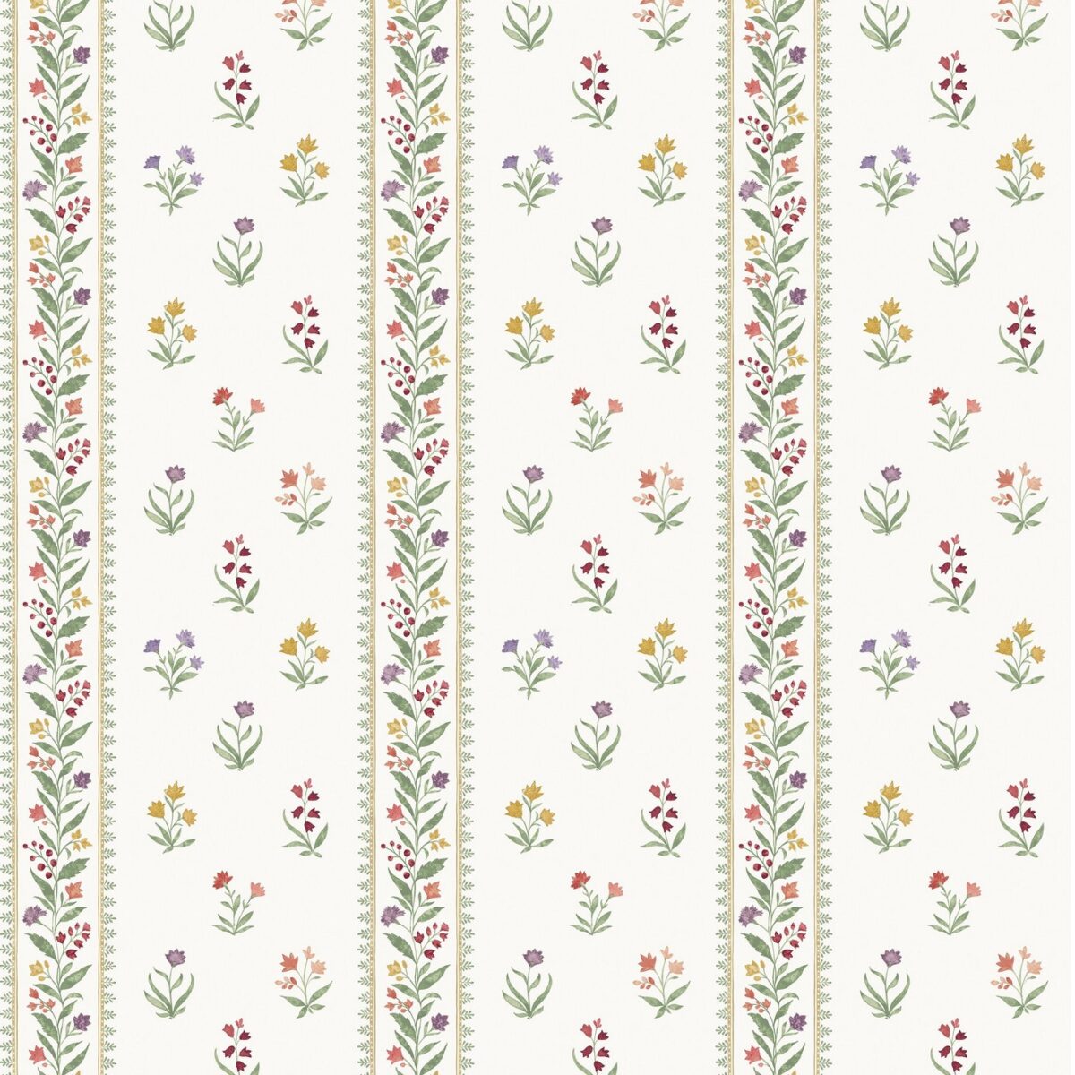 Petit Dapuri Fabric - Sage / Coral by green botanical linen fabric from Nina Campbell