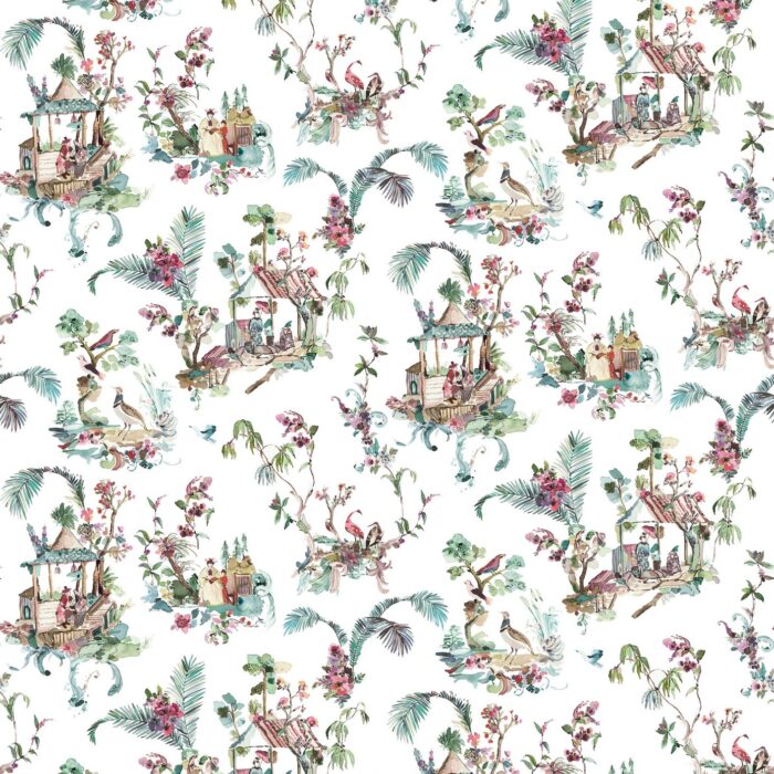 Toile Chinoise Fabric - Teal swatch