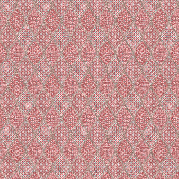 Coudreau Fabric - Red / Teal swatch