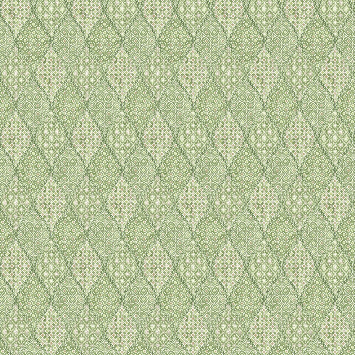 Coudreau Fabric - Green by green traditional linen fabric from Nina Campbell