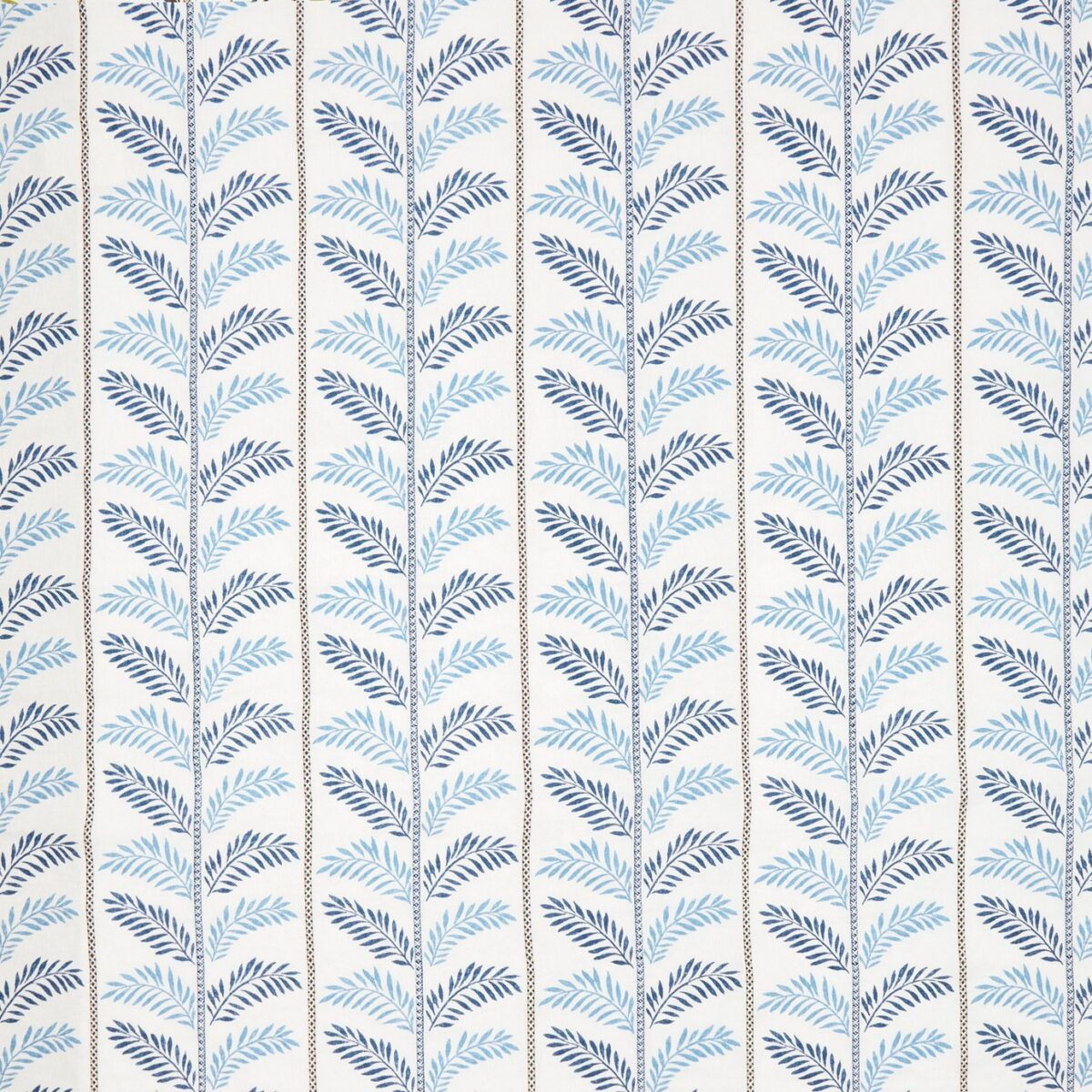 Plumier Fabric - Indigo / Blue by blue botanical embroideried fabric from Nina Campbell