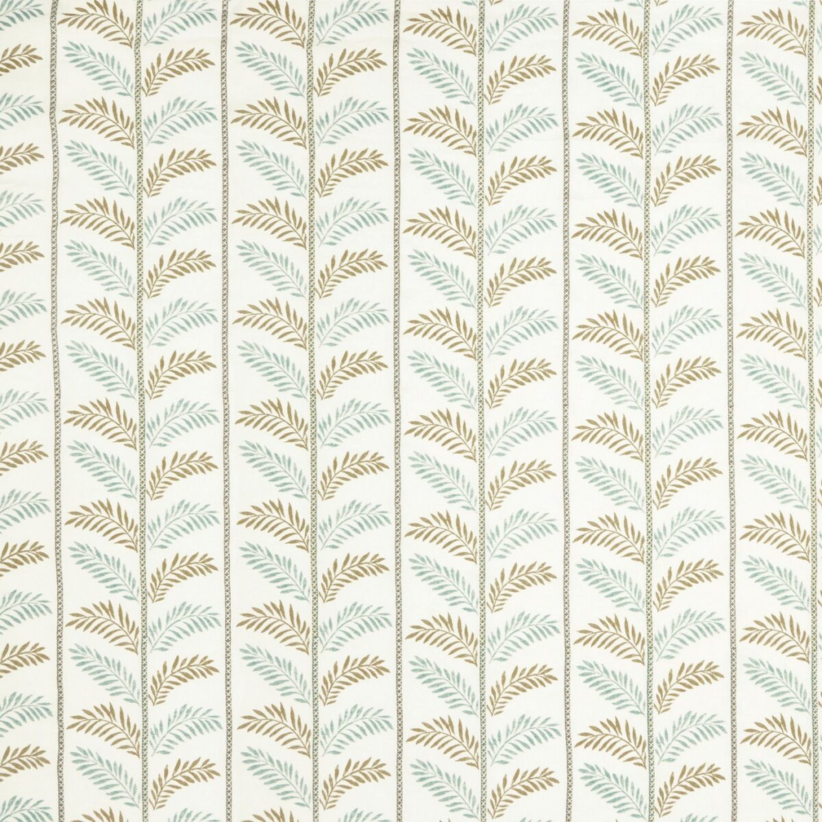Plumier Fabric - Aqua / Beige by green botanical embroideried fabric from Nina Campbell