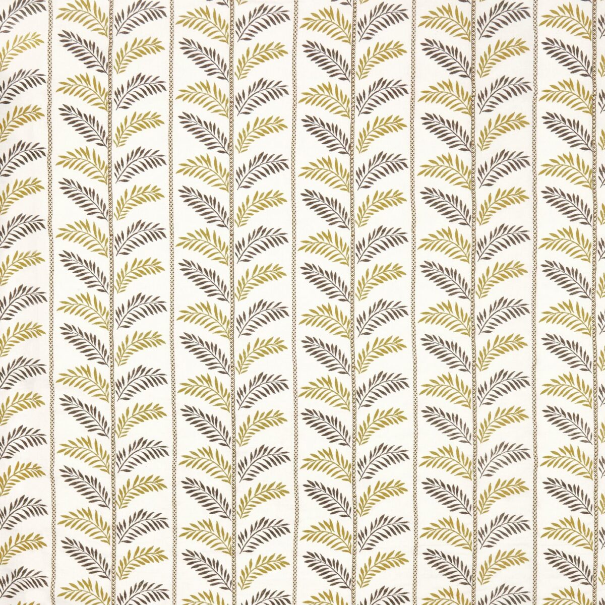 Plumier Fabric - Ochre / Chocolate by yellow botanical embroideried fabric from Nina Campbell