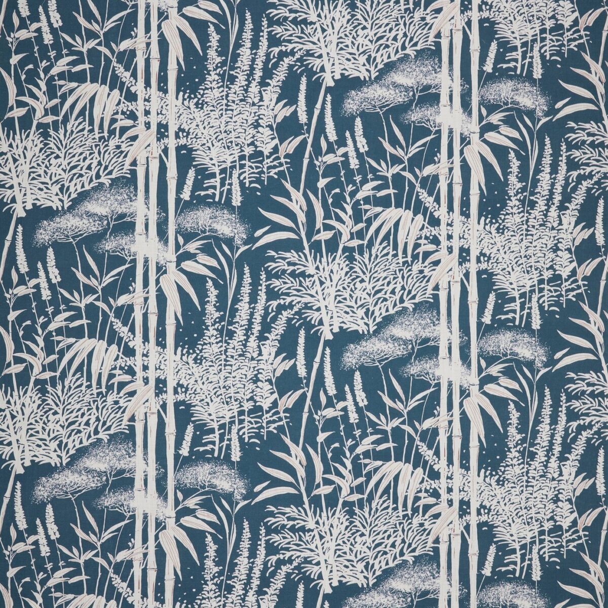 Poiteau Fabric - Indigo by blue botanical printed fabric from Nina Campbell