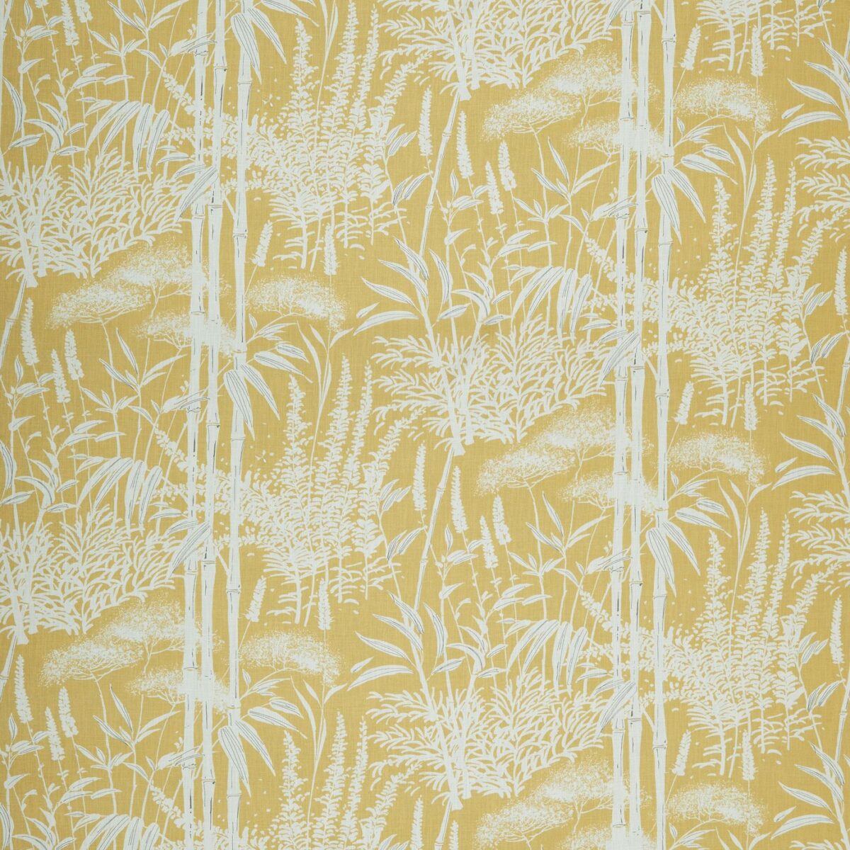 Poiteau Fabric - Ochre by yellow botanical printed fabric from Nina Campbell