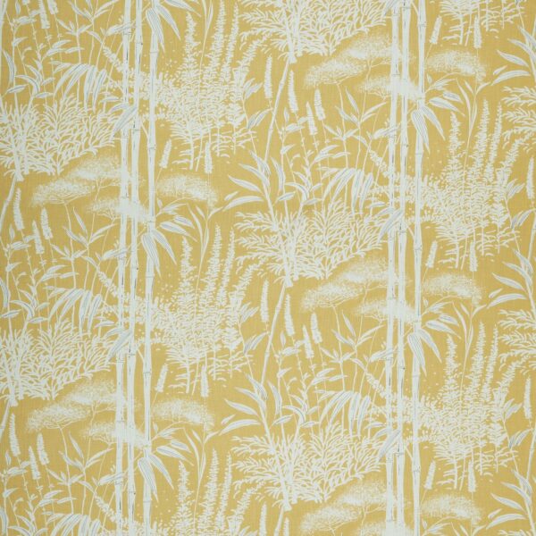 Poiteau Fabric - Ochre by yellow botanical printed fabric from Nina Campbell