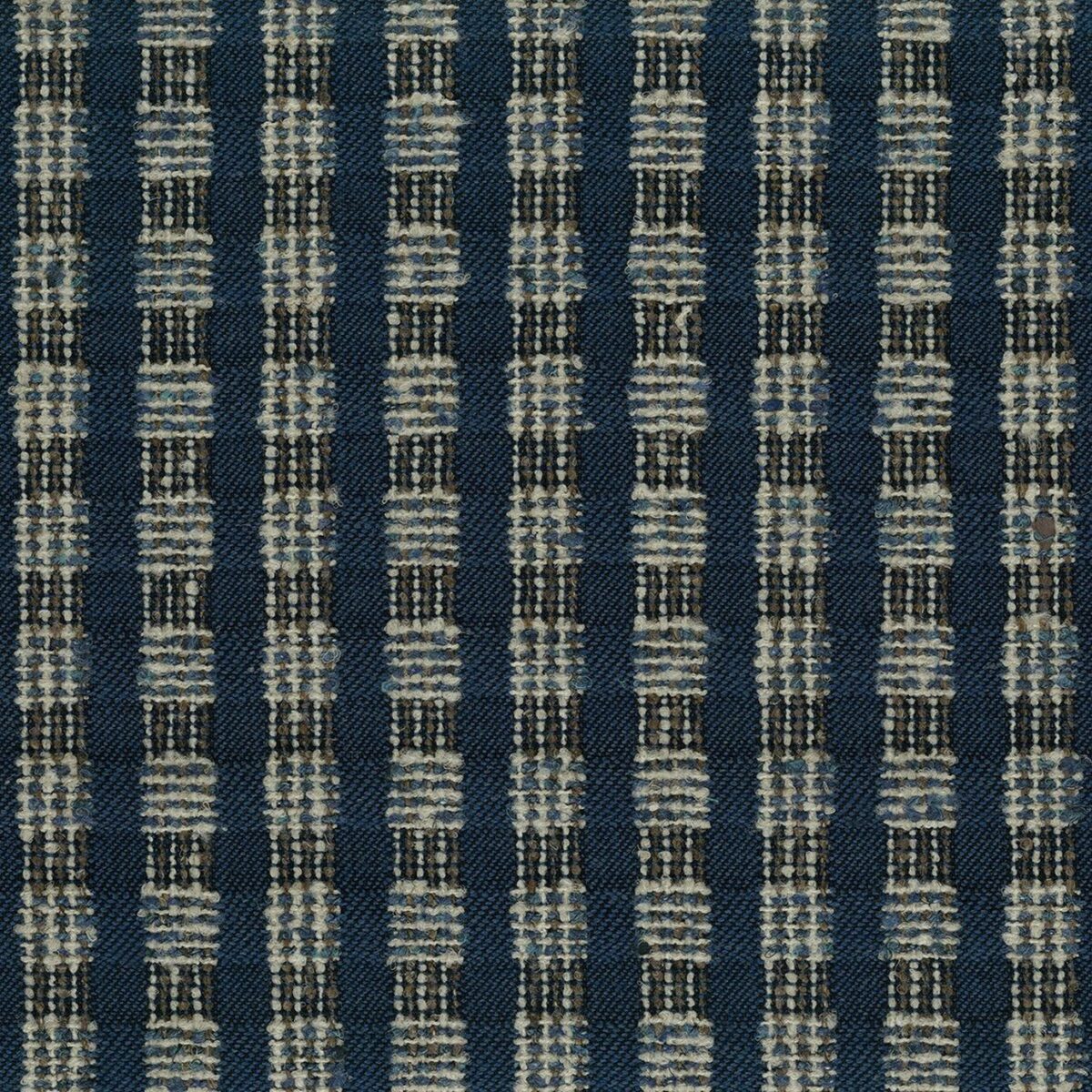 Aublet Fabric - Indigo / Ivory by blue checked woven fabric from Nina Campbell