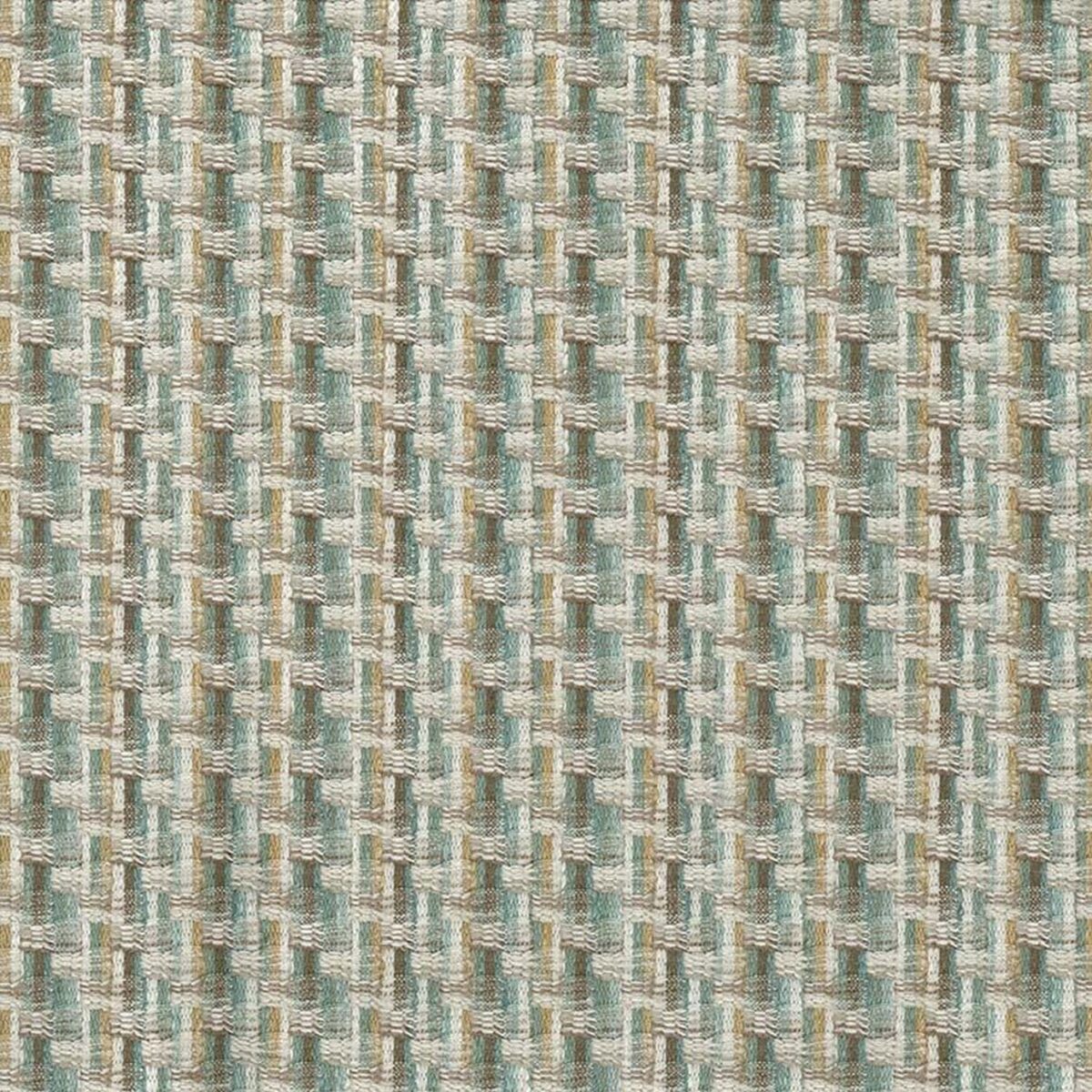 Garadi Fabric - Aqua / Taupe / Ochre by green geometric woven fabric from Nina Campbell
