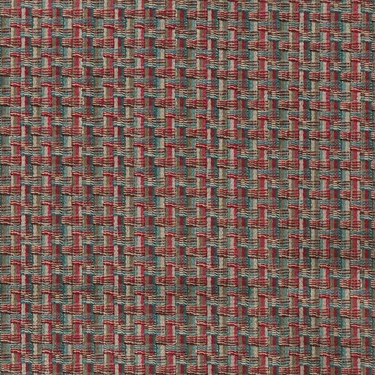 Garadi Fabric - Red / Teal by red geometric woven fabric from Nina Campbell