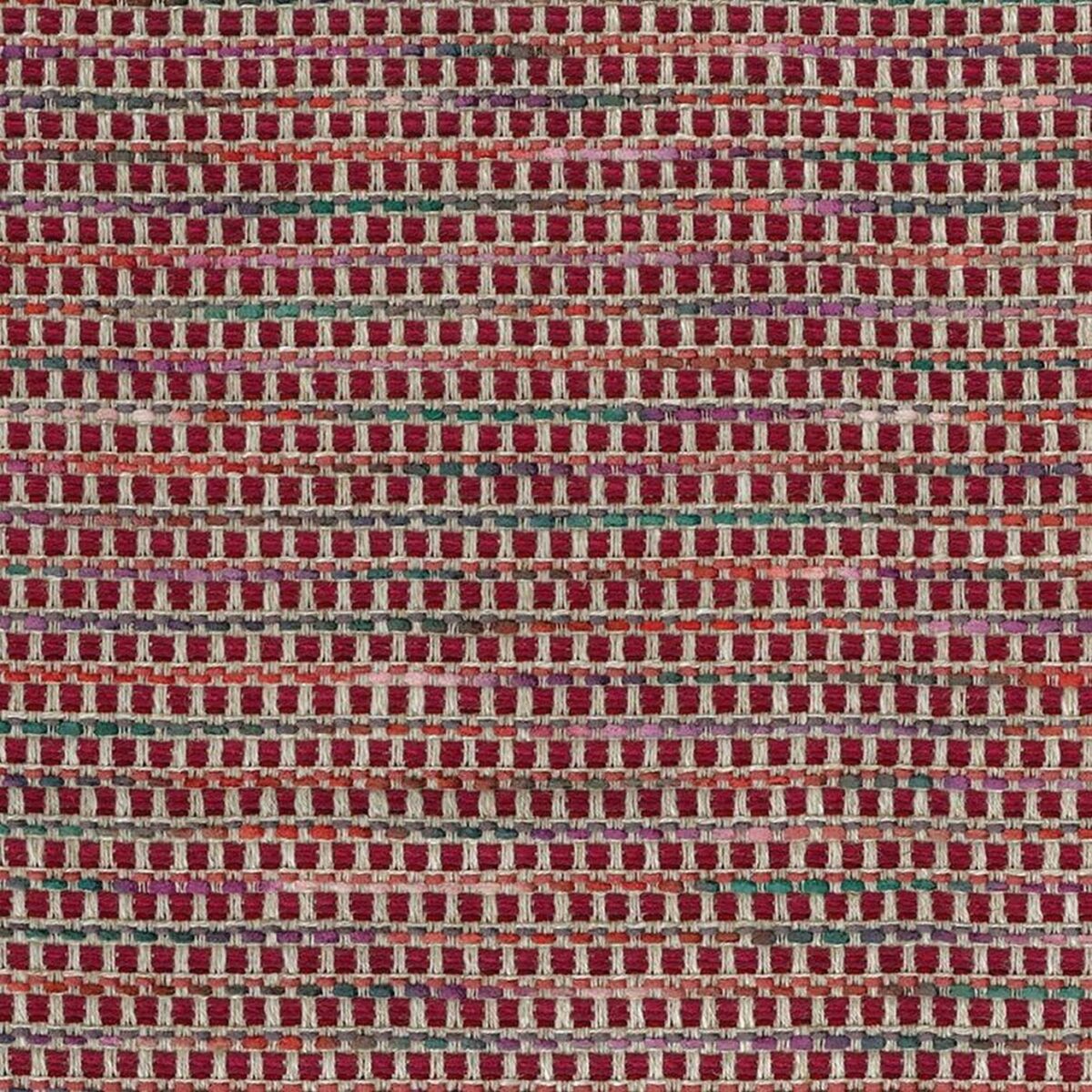 red geometric velvet-chenille fabric from Nina Campbell