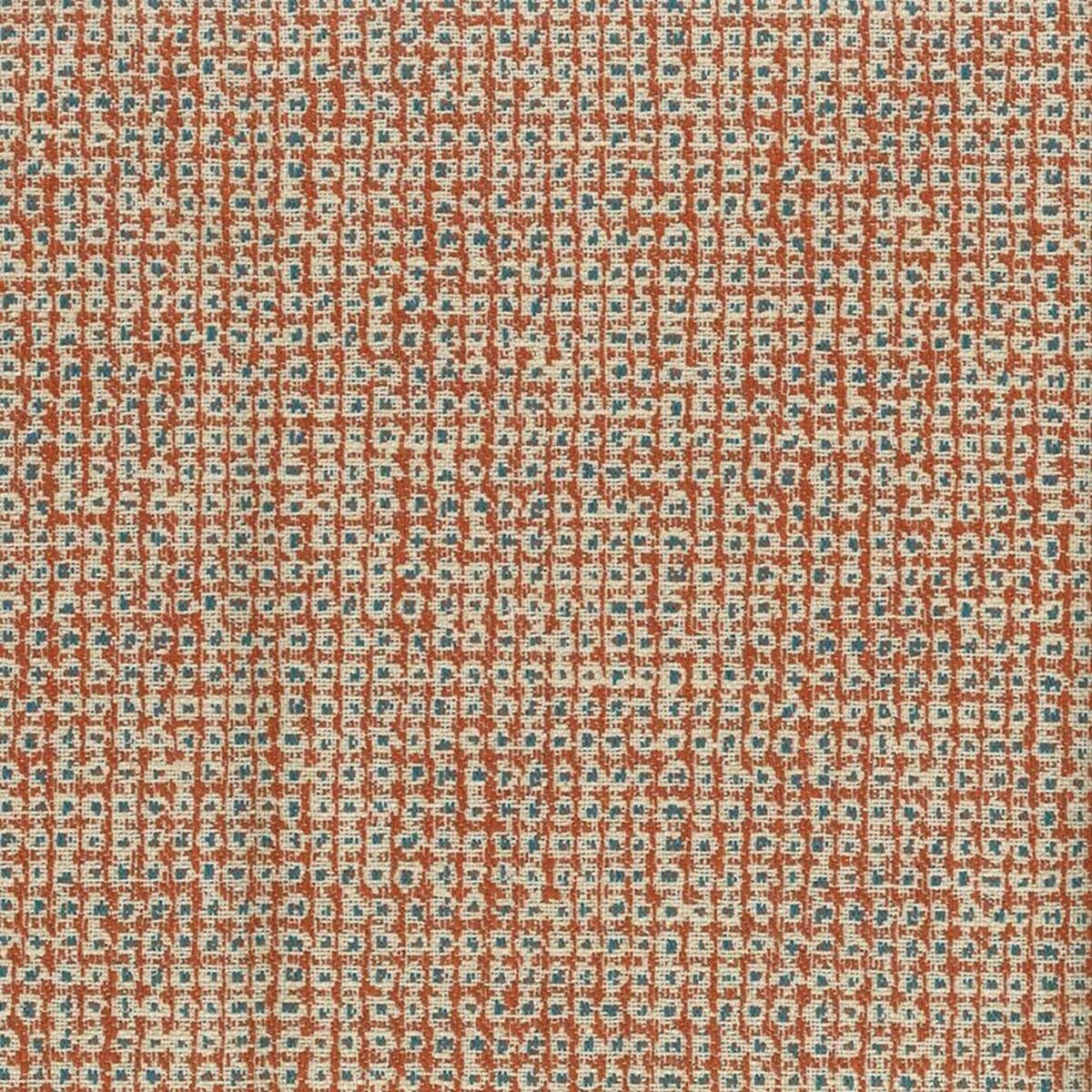 Lavani Fabric - Orange / Teal by orange geometric woven fabric from Nina Campbell