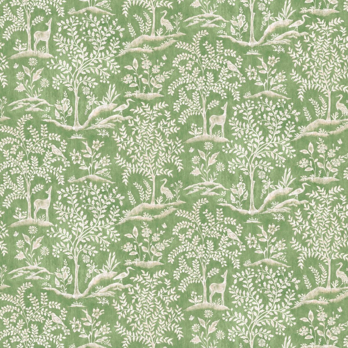 Foret Fabric - Emerald by green animal printed fabric from Nina Campbell