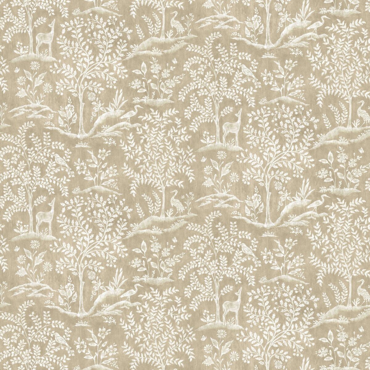 Foret Fabric - Linen by neutral animal printed fabric from Nina Campbell