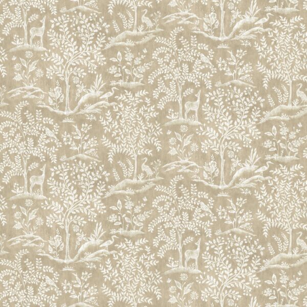 Foret Fabric - Linen by neutral animal printed fabric from Nina Campbell