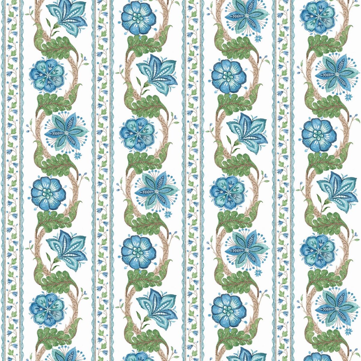 Clermont Fabric - Blue / Green by blue botanical linen fabric from Nina Campbell