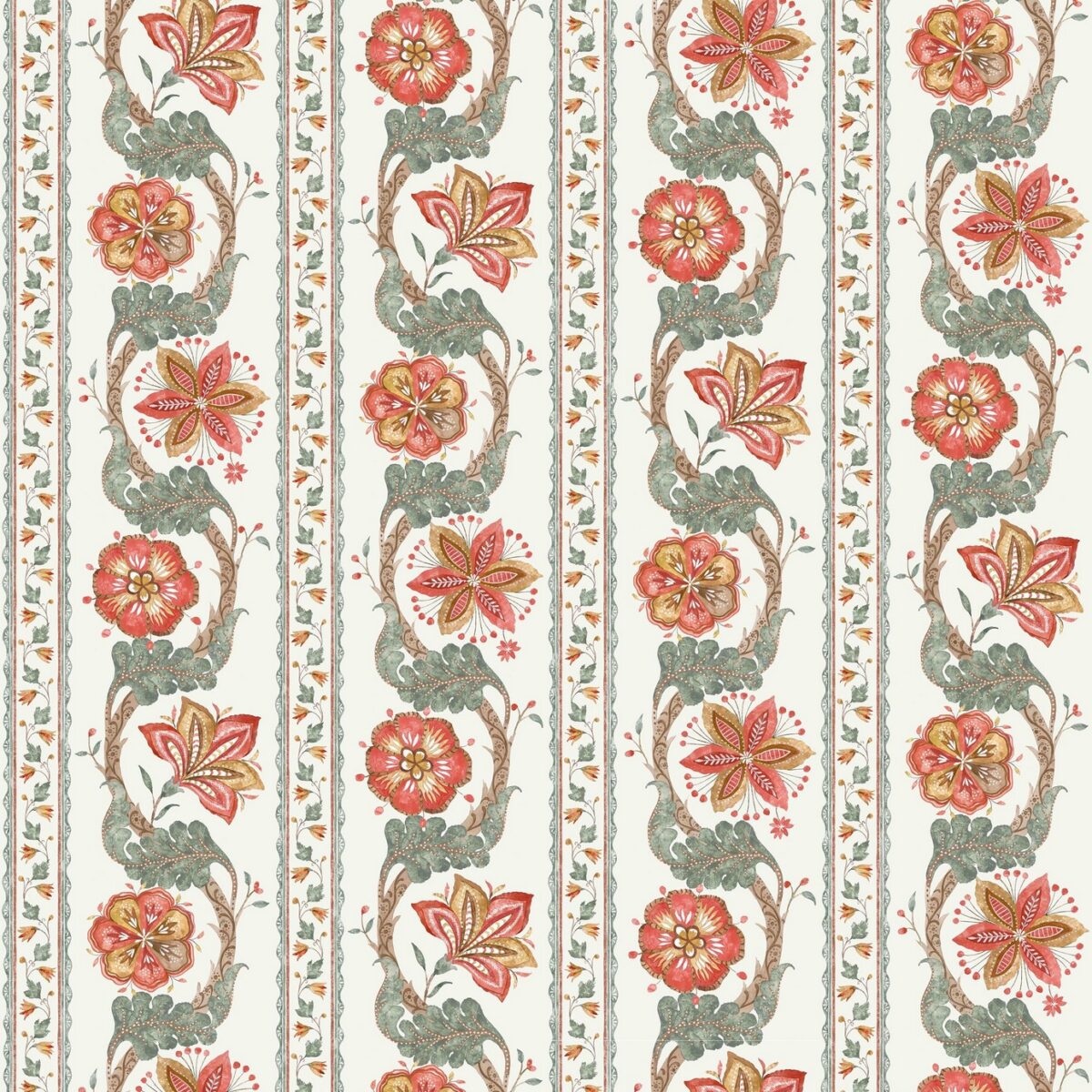 orange botanical linen fabric from Nina Campbell