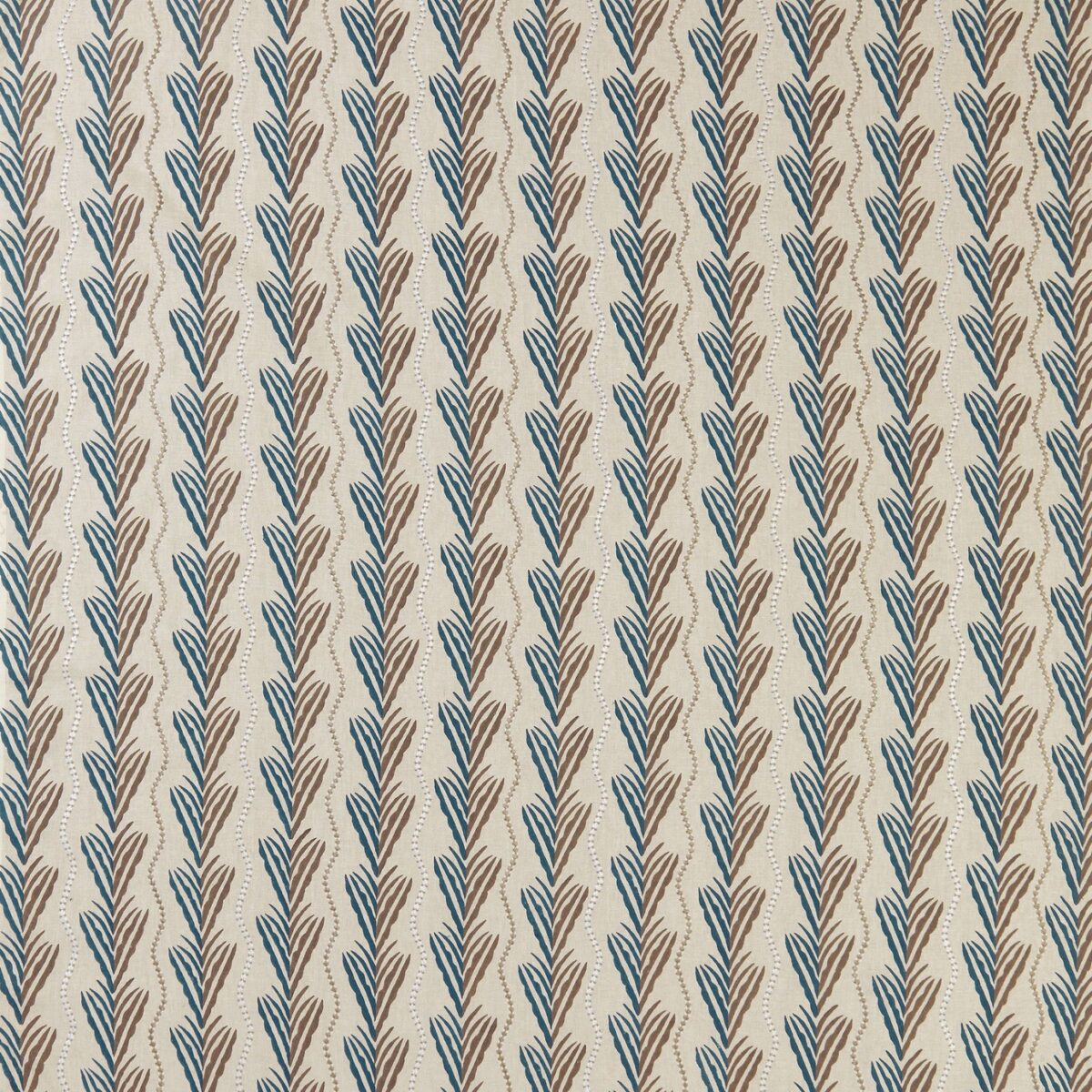 Meridor Fabric - Indigo / Chocolate by blue striped embroideried fabric from Nina Campbell
