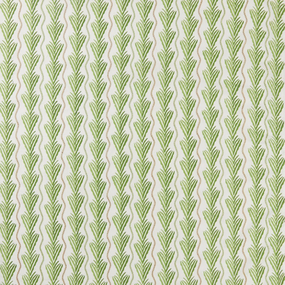 Meridor Fabric - Green by green striped embroideried fabric from Nina Campbell