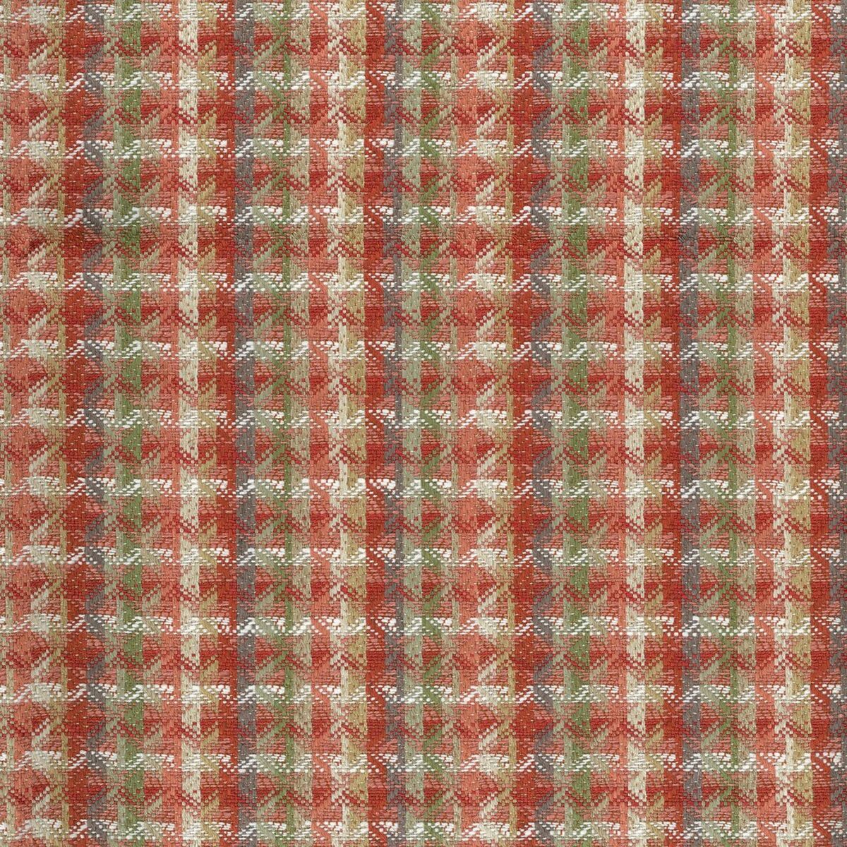 Chicot Fabric - Coral by orange geometric jacquard fabric from Nina Campbell