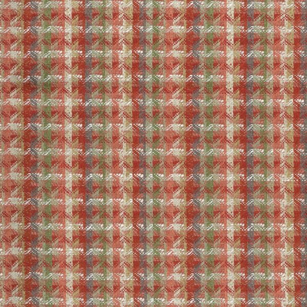 Chicot Fabric - Coral by orange geometric jacquard fabric from Nina Campbell